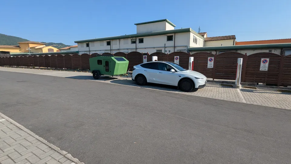 Tesla Model Y with the Glide at the Supercharger by the Barberino di Mugello Designer Outlet