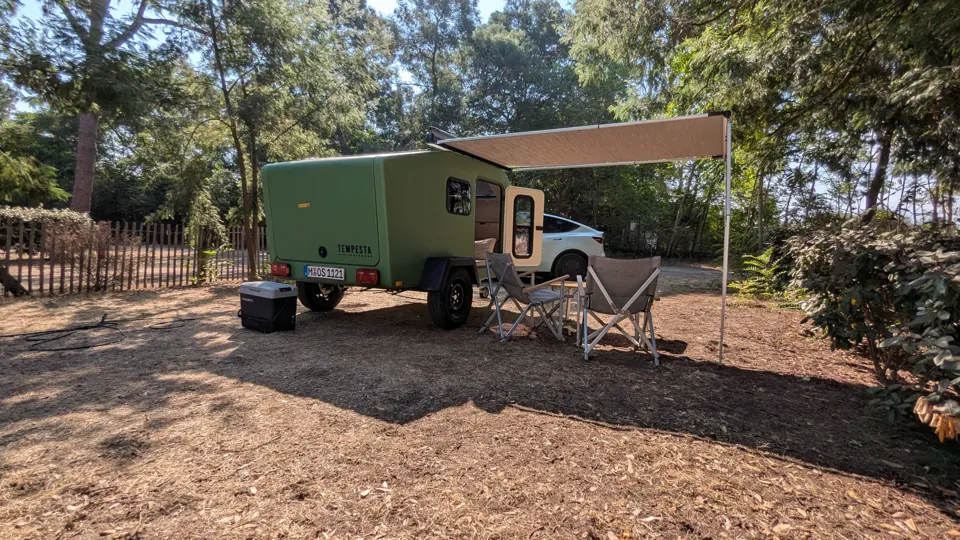Rear of the Glide with Tempesta lettering and awning